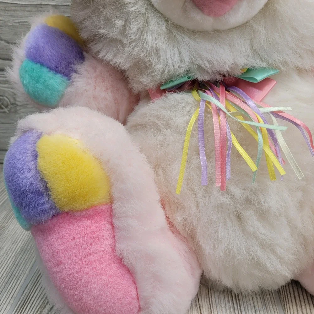 TB Trading Pink Easter Bunny Plush Stuffed Animal Long Hair Pastel Rainbow‎ Paws